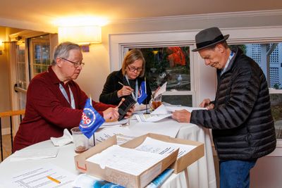 Kris and Rich T kindly volunteered to help me score the participants questionnaires. Photo by Jim McKee. (PCA CC53 2022-89-029)