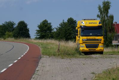 Yellow tow truck