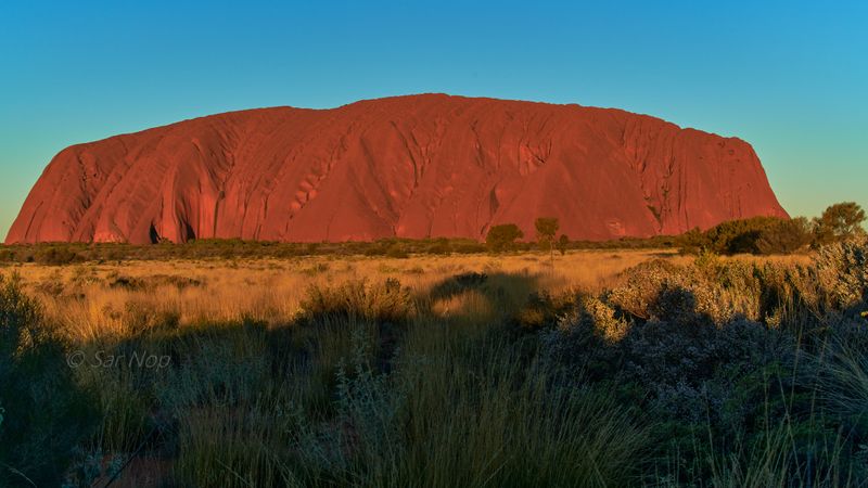 Sunset colour change on Uluru