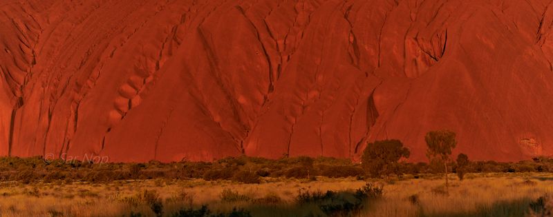 Sunset colour change on Uluru