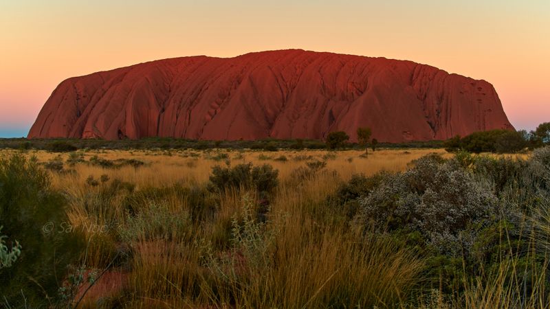 Sunset colour change on Uluru