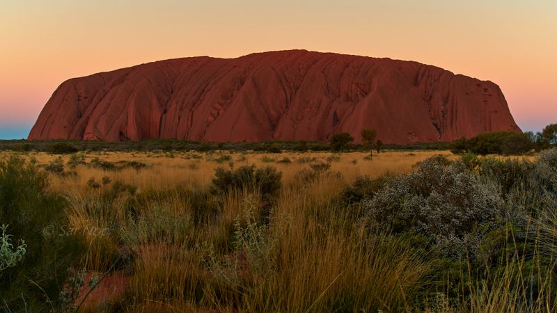 Sunset colour change on Uluru