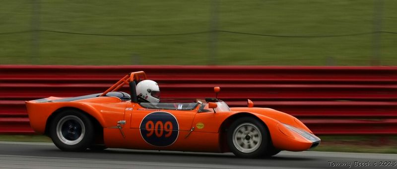Ben Sinnott SVRA vintage racing driving a Beach sports racer