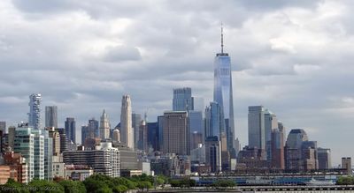 Lower Manhattan as seen from Little Island in Hudson River Park