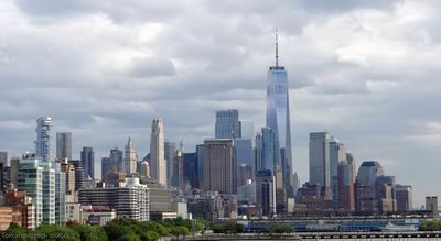 Lower Manhattan as seen from Little Island in Hudson River Park