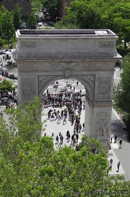 A bit different view of Washington Square Arch at Washington Square park in Greenwich Village   NYC