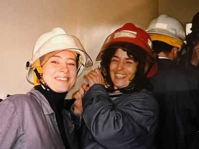 Les pompières à l'exercice du feu