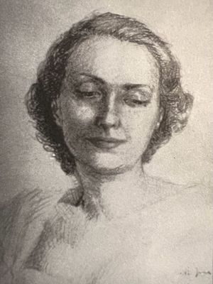 Portrait de Madame Avril, dessin crayon par A. PetitJean en 1932