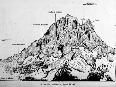 Versant nord de l'Ossau. Les itinéraires en 1951 - Recherche des piliers de l'Embarradère