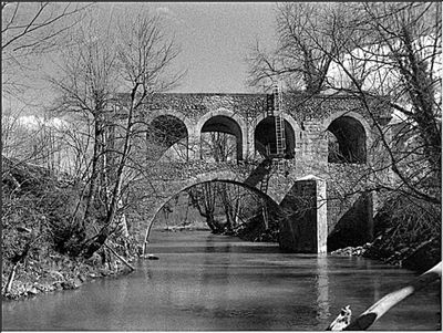 Arudy : Le Pont de Germe parfois nommé Pont Romain, ici en 1984