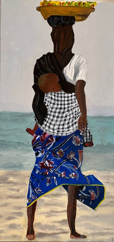 vrouw aan het strand in Gambia