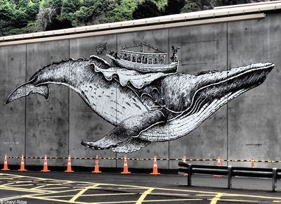 Port Chalmers flying whale mural
