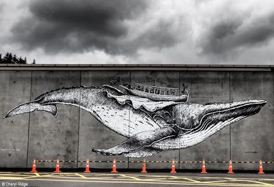 Port Chalmers flying whale mural