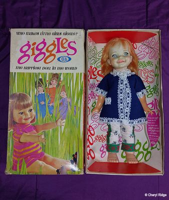 Vintage 1960s Giggles doll with box