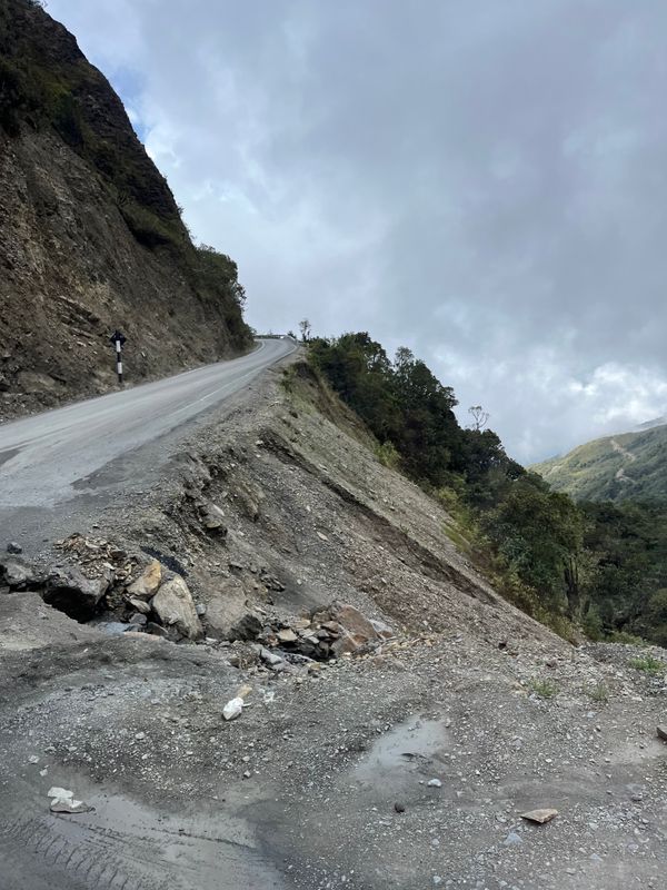 The Manu road is carved out of the mountains. 