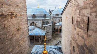 View out of 2nd Floor - Blue Mosque in the Distance