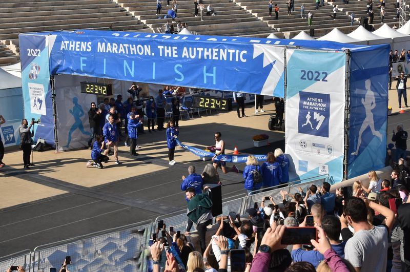 Winner of the 39th Athens Classic Marathon, Charalambos Pitsolis, with 2:23:44.