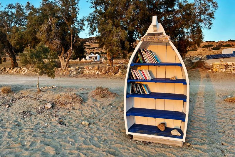 Lending library on the beach, Kimolos.