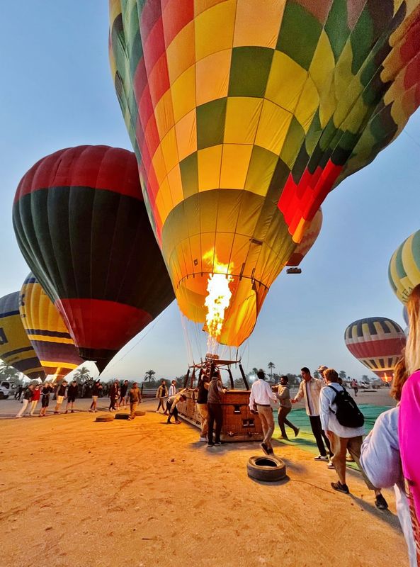 Hot air balloon over Luxor.