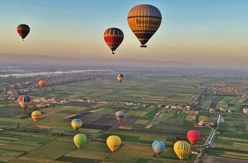 Hot air balloon over Luxor.