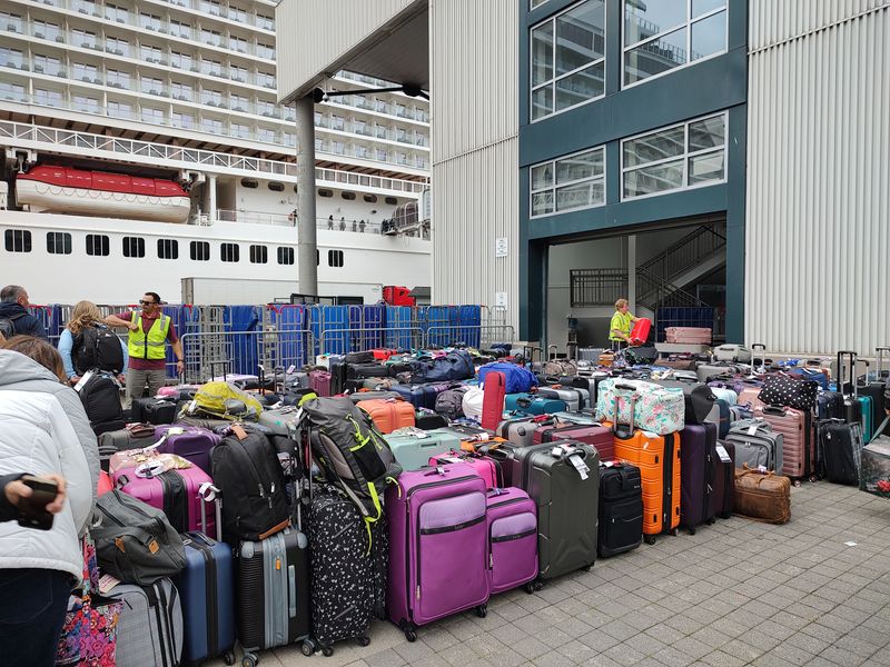 LUGGAGE WAITING TO BE TAKEN ABOARD