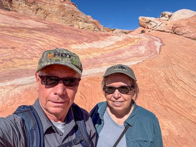Dave and Anne at the Valley of Fire State Park, NV (4/3/2025)