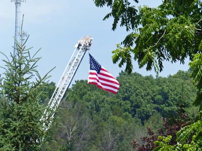 Flag on a fire truck