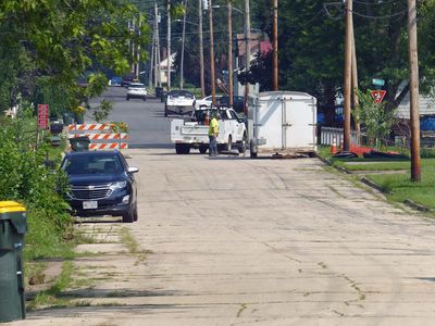 Road closed at the bridge
