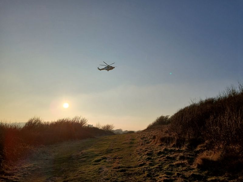 2nd March 2025 - coastguard helicopter coming in to land