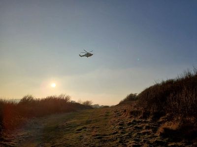 2nd March 2025 - coastguard helicopter coming in to land