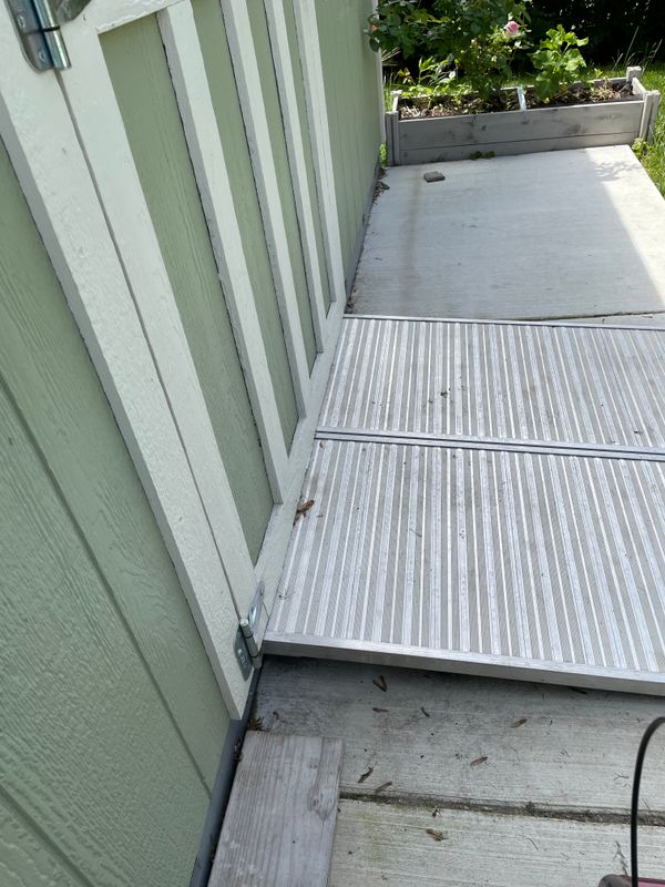Side view of door with ramp underneath