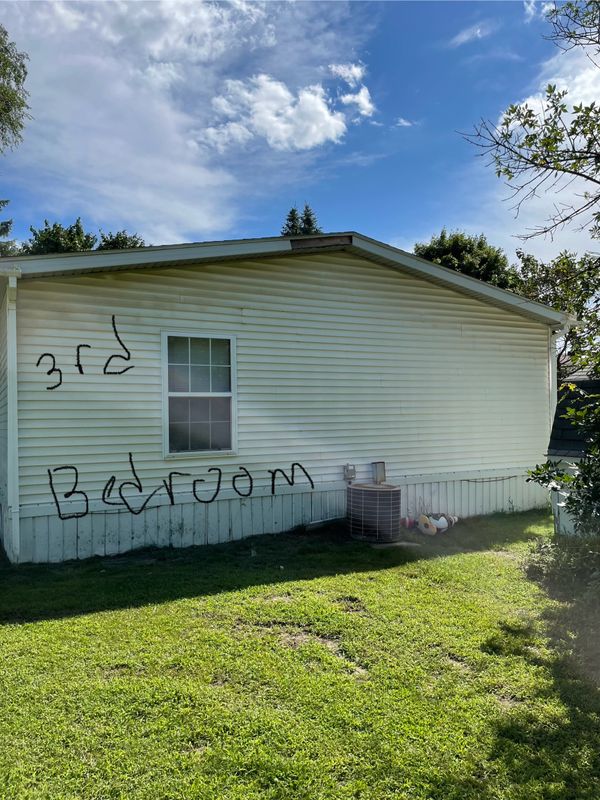 Back of the mobile home.