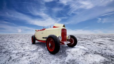Car in Utal Salt Flats