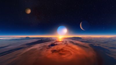 Planet covered with clouds.