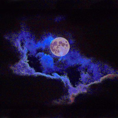 moon behind clouds....