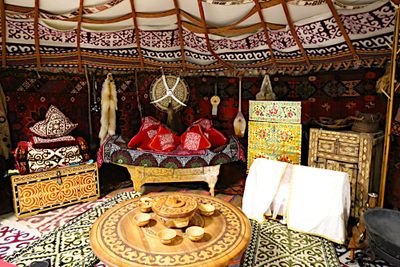 Yurta, traditional portable, round tent used by nomadic people