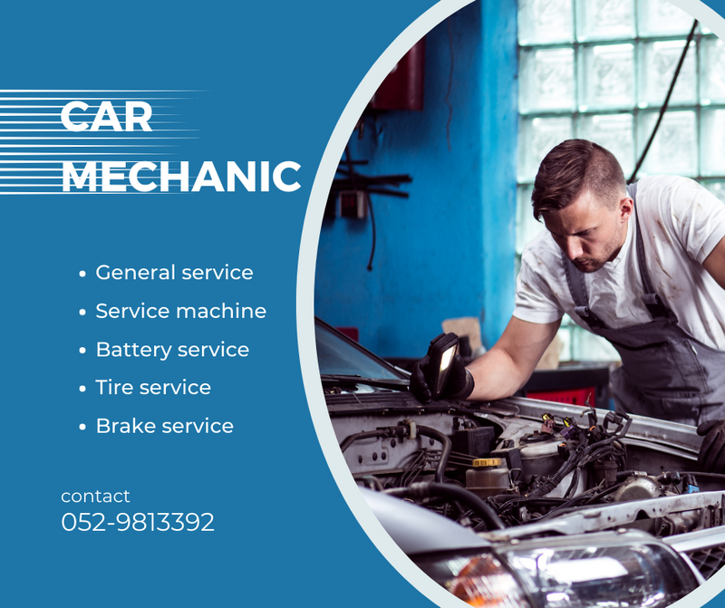 Blue & White Simple Modern Car Mechanic Service Facebook Post - 1