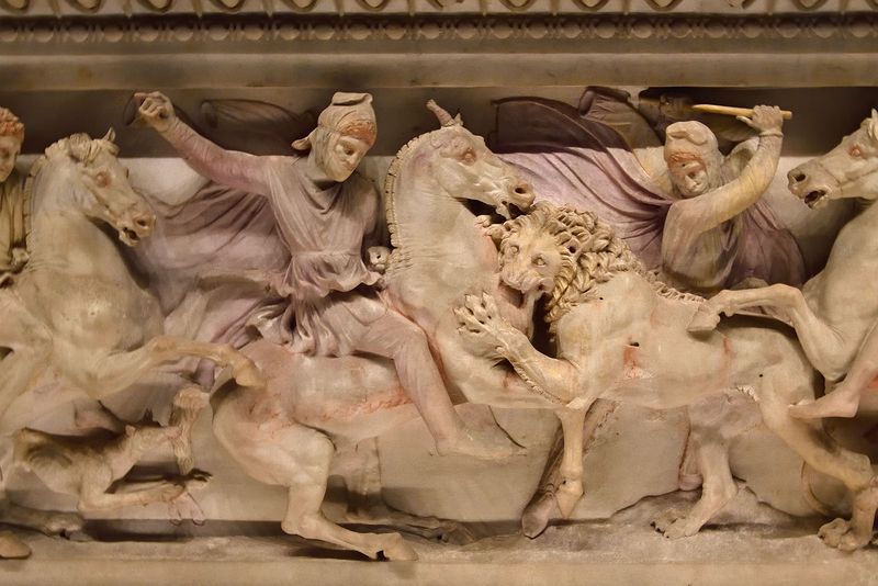 Istanbul Archaeological Museum Alexander Sarcophagus Hunting scene long side 4044.jpg