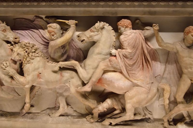 Istanbul Archaeological Museum Alexander Sarcophagus Hunting scene long side 4045.jpg