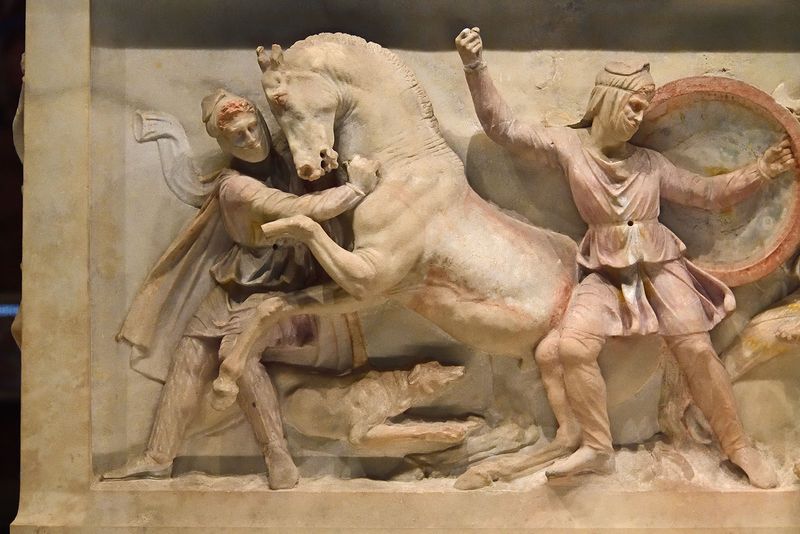 Istanbul Archaeological Museum Alexander Sarcophagus Hunting scene short side 4027.jpg