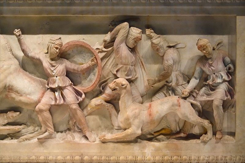 Istanbul Archaeological Museum Alexander Sarcophagus Hunting scene short side 4030.jpg