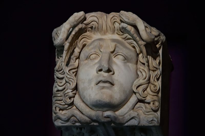 Istanbul Archaeology Museum Console with Menduse Roman Period Aphrodisias 3673.jpg