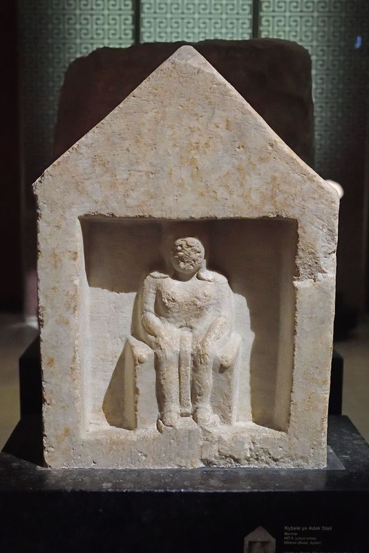 Istanbul Archaeology Museum Votive stele dedicated to Cybele Marble Mid 4th C BCE Miletus 3545.jpg