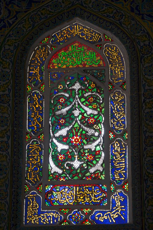Istanbul Şehzade complex Tomb of Şehzade Mehmed interior Stained glass window in 2015 1375.jpg