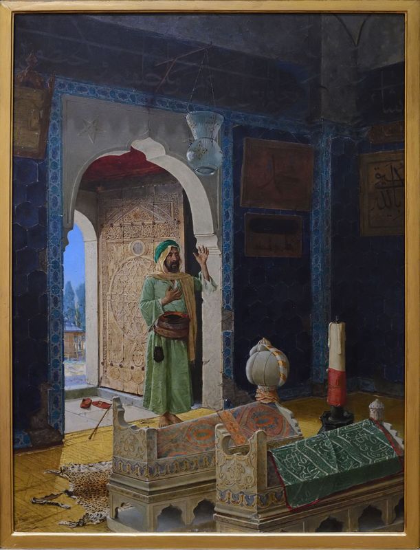 Istanbul Museum of Painting and Sculpture, Dervish in the childrens tomb 1908, Osman Hamdi Bey 1842-1910 4424.jpg