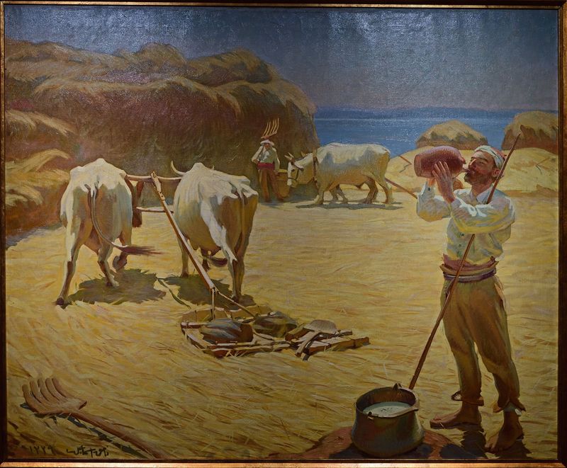 Istanbul Museum of Painting and Sculpture, Veli Efendi Meadow, Cemil Cem 1882-1950, Harvest, Namık Ismail 4441.jpg