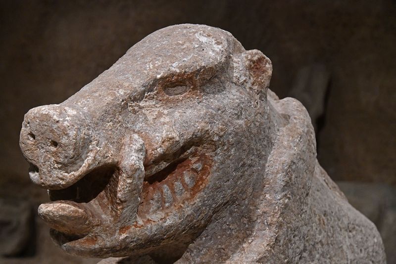 Urfa museum Gbeklitepe Painted boar statue Neolithic Age from Building D in 2024 7329.jpg