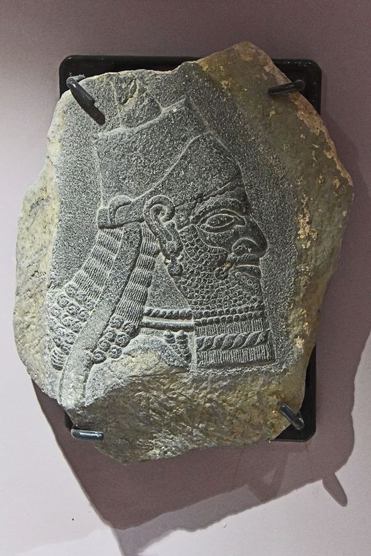 Urfa museum Embossed human head (Sargon II) from Şanlıurfa Merkez Iron Age in 2024 7518.jpg