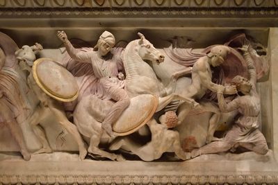 Istanbul Archaeological Museum Alexander Sarcophagus Short side with maybe Gazze battle 4039.jpg