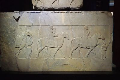 Istanbul Archaeology Museum Women riding horses 400-450 BCE Dascyleum 3578.jpg